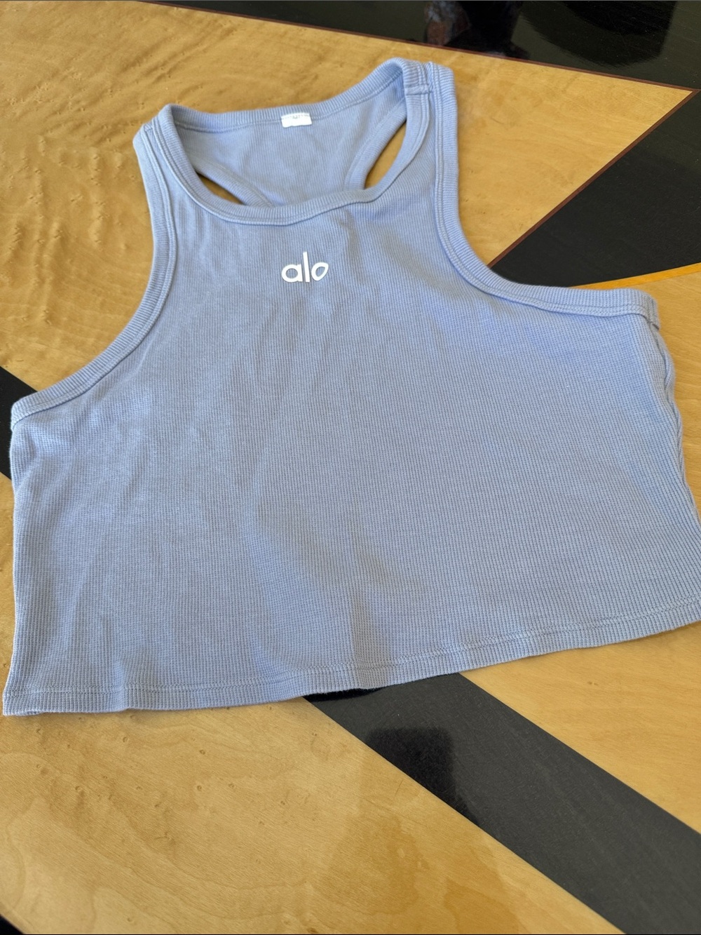 ALO Yoga Light Blue Ribbed Racerback Crop Tank